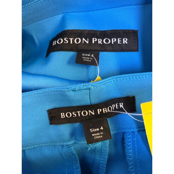 NWT Boston Proper Blue Blazer & Pants Set Size 4 With Gold Button Details - Picture 10 of 11